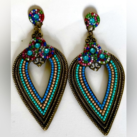 Beautiful unique blue/green statement earrings - Picture 5 of 8